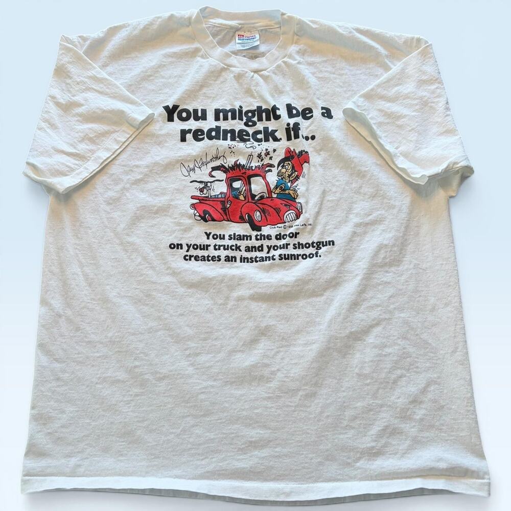 Vintage Jeff Foxworthy You Might Be A Redneck Shirt Mens 2XL White Tee T-Shirt
